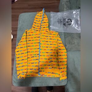 Icecream Men's Jumping Dog all over print full Zip-Up Hoodie in Yellow